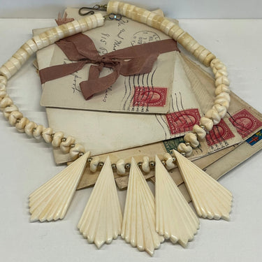1970s Carved Bone Necklace Bloomers and Frocks